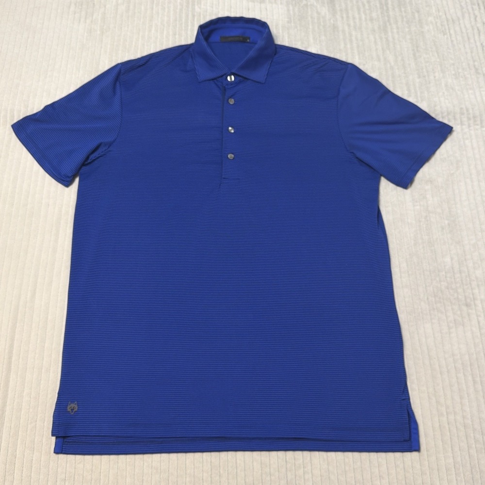 Greyson Golf Polo Men's Performance Medium Stretch Shirt Wicking Blue striped